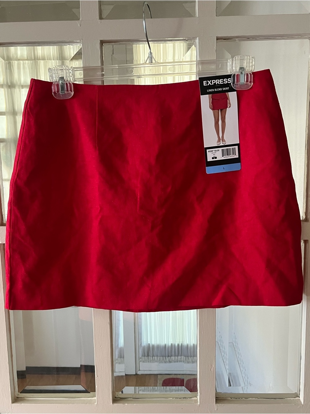 Express Red Linen Blend A-Line Mini Skirt - Size Large
